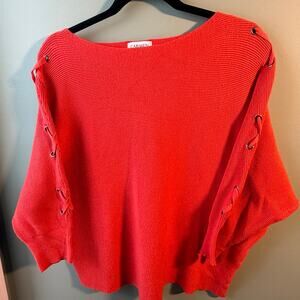 Carmen Marc Valvo 1X Sweater Red-Orange NWOT 3/4 Sleeve Stretch Knit